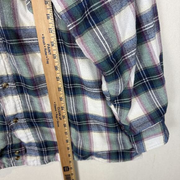 American Hero Plaid Thermal Knit Shirt Men's XL Blue Lined Button-Up - Picture 11 of 13